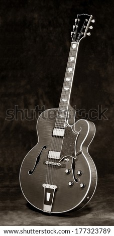 black and white of classic jazz guitar