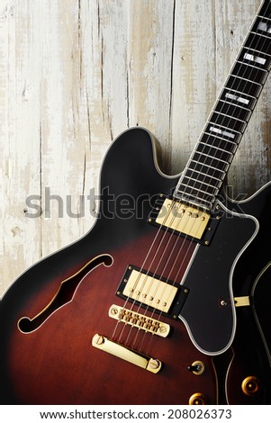 blues electric blues guitar on aged white wood
