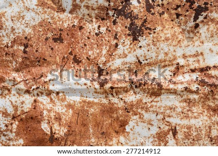 rusty and aged white painted metal surface