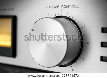 volume control knob of vintage hi-fi amplifier