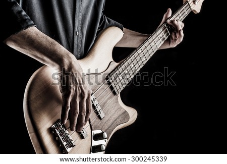 bassist playing electric bass guitar, effect picture