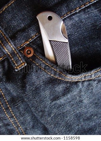 pocket knife in jeans pocket