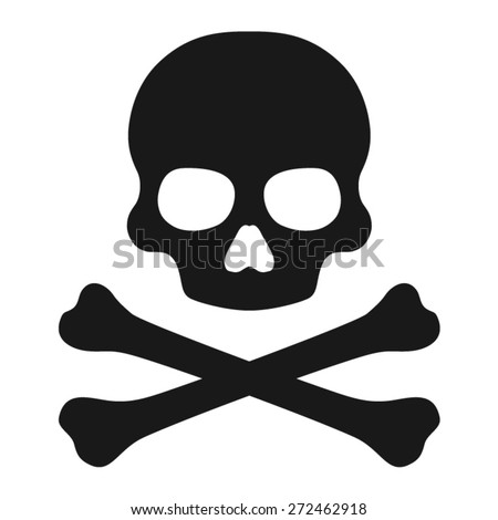 Crossbones and skull death flat icon Crossbones and skull death flat icon
