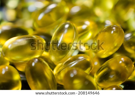fish oil food supplements  pills closeup