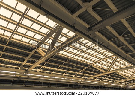 Roof structure of sky train station structure  in Bangkok , Thailand