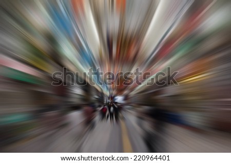 Radial speed blur with crowd people in downtown of Japan abstract background