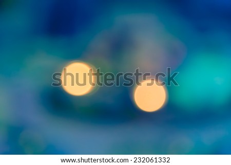 blur bokeh of two light with aqua green abstract background
