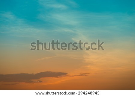 Gradient orange and blue aqua sunset sky background