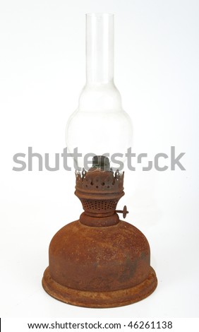 Lamp  Kerosene on Old Kerosene Lamp On Gray Background Stock Photo 46261138