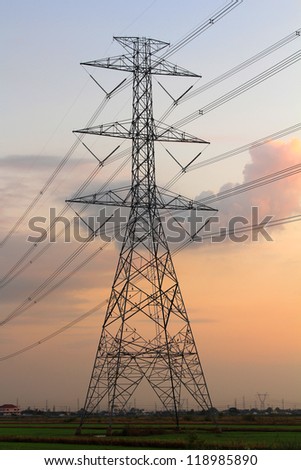 Rural Electricity Pylon at sunset
