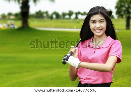 Asia woman golf player