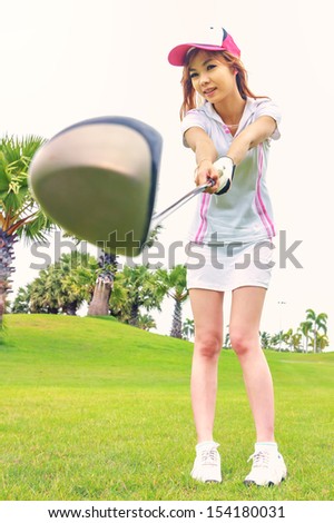 Asia woman golf player