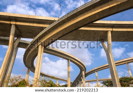 Curve of High way bridge in Thailand