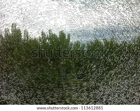 broken dream - broken glass with trees as landscape