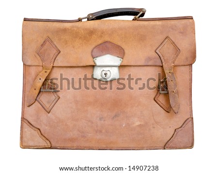 old leather suitcase. stock photo : Old leather