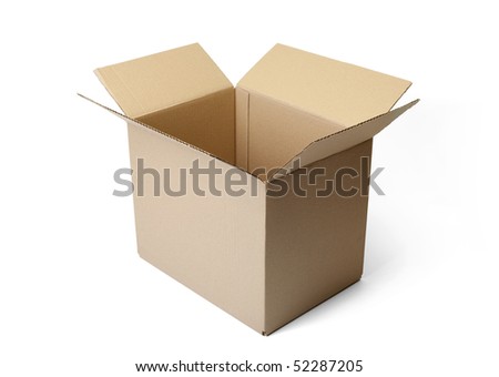 Corrugated cardboard box isolated on white background.