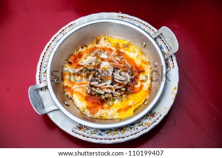Egg pan breakfast at northeast Thailand