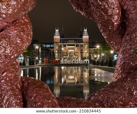 Amsterdam, Netherlands - September 22, 2013: Rijksmuseum founded in 1800 in The Hague and moved to Amsterdam 8 years later is the most visited museum in the Netherlands.