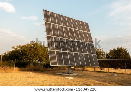 Solar panels at the foot of the mountain