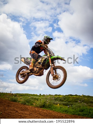 GIJON, SPAIN - MAY 24 2014: Participants in the MX State  Championship held in the city of Gijon, Spain, on Saturday, May 24, 2014.