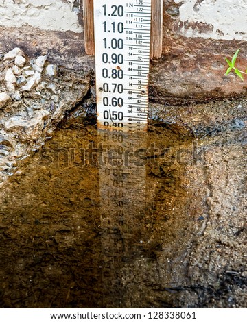 Water gauge, Chattooga Wild and Scenic River, during  drought.  Historically low water level