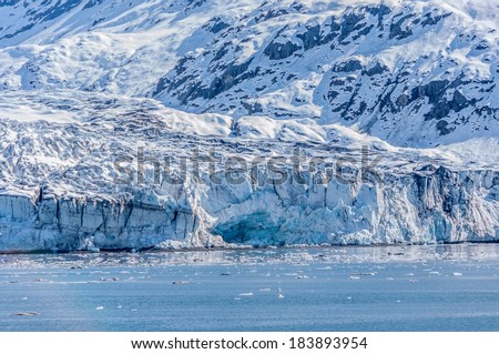 Face of tide water glacier, during spring melt,Glacier Bay National Park, Alaska,USA.