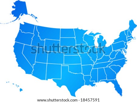 stock vector : Vector clip art map of United States of America USA, with all