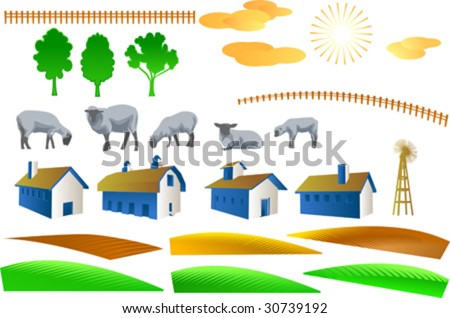 Farms Clip Art. stock vector : Vector clip art