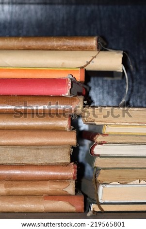 Old books in library. Retro and antique style