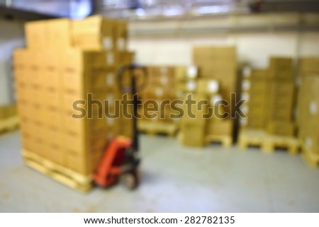 Blurred background warehouse. Abstract blurry warehouse storing
