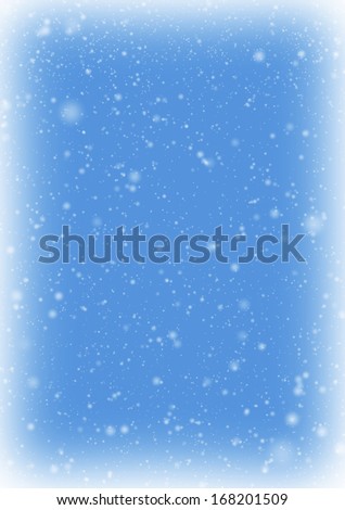 Frozen snow frame with snow on blue sky background.
