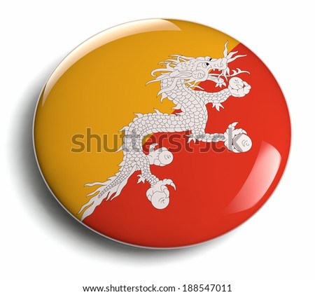 Bhutan flag design round badge.
