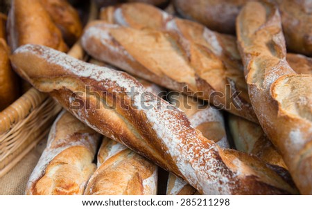 Artisan french breads. Fresh baguettes