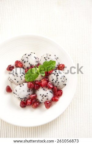 dragon fruit with pomegranate dessert
