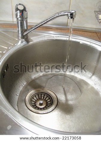 Stainless steel sink in the modern style  kitchen