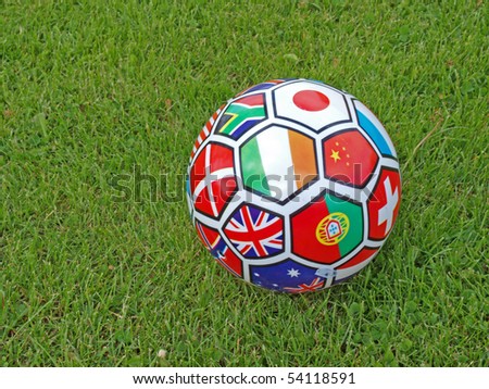 The soccer ball with all country flags