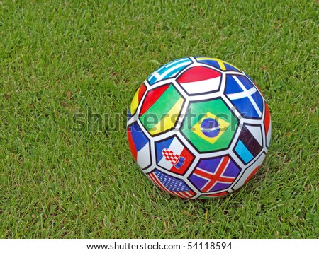The soccer ball with all country flags