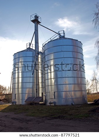 New metal tanks on the small factory