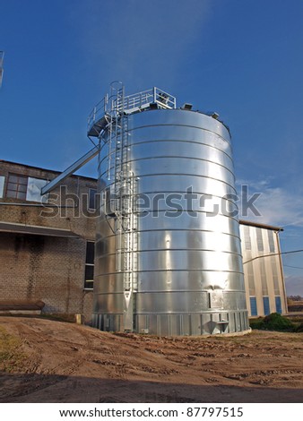 New metal tanks on the small factory