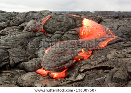 Basaltic lava flow in Hawaii