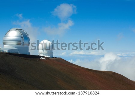 Telescopes on Mauna Kea (Gemini Northern Telescope and Canada-France-Hawaii Telescope)