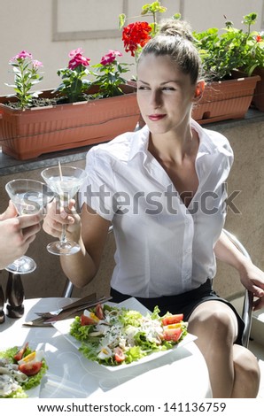 Businesswoman having a lunch break.