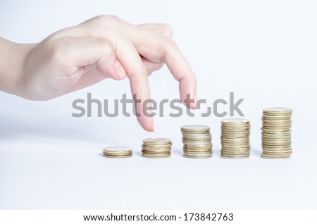 Hand and money staircase