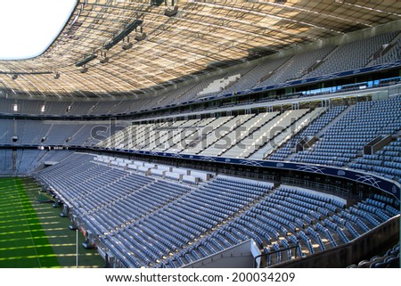Allianz Arena, Munich, Germany on August 17, 2012. The view from inside of the Allianz Arena in Munich, Germany.