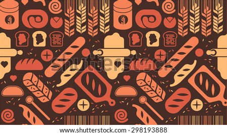 Seamless background with bread silhouettes Seamless background with bread silhouettes