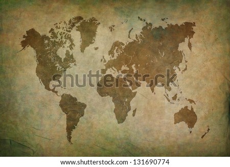 ancient world map brown