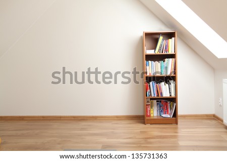 Bookcase In Empty Room