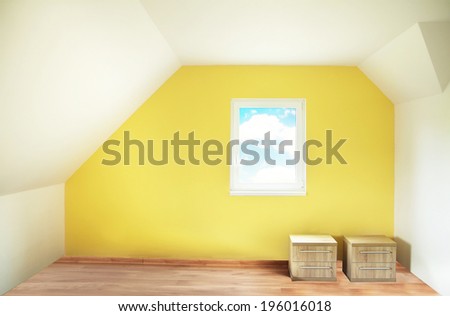 empty yellow painted room interior