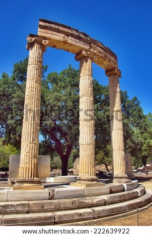 Ruins of Philippeion in Olympia, birthplace of the Olympic Games
