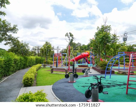 Old playground in park Thailand.